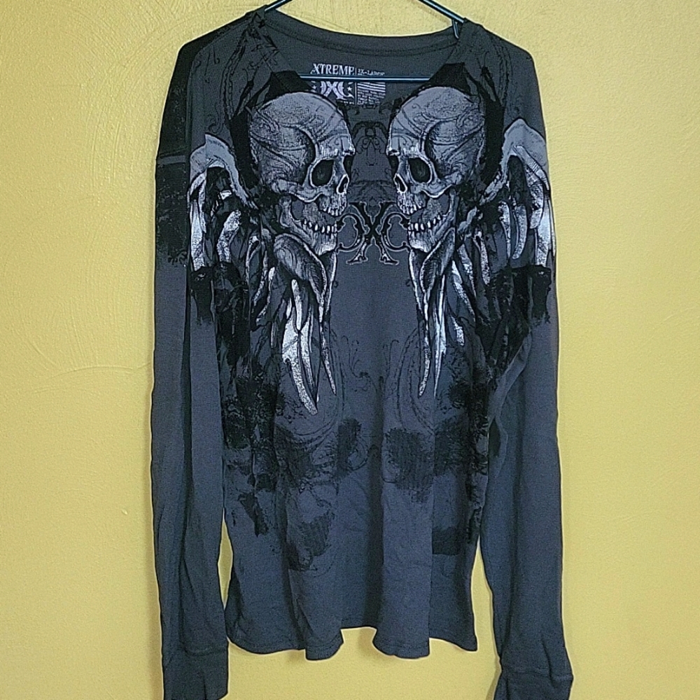 Men's long sleeve thermal skull shirt